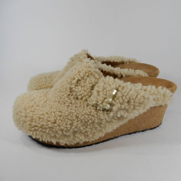 PAPILLIO Birkenstock Fanny Teddy Shearling Wedge Mule CLOG EU 40 9 9.5 NEW $190 - Picture 5 of 11